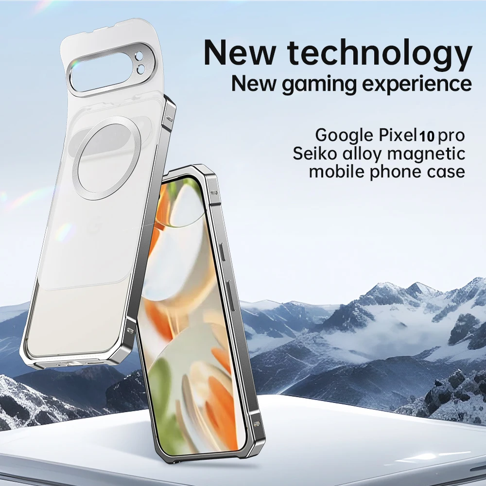 

Push Up Detachable Case For Google Pixel 10 Pro XL Translucent Frosted Magsafe Removable Backboard Metal Frame Bumper Grip Cover