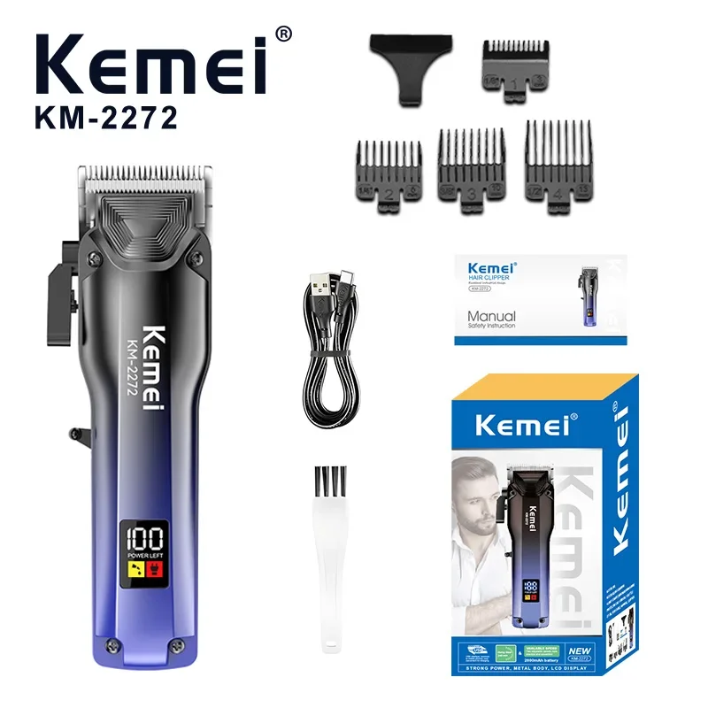 

Kemei KM-2272 Gradient Body Professional Men's Hair Clipper Salon Cordless Hair Trimmer Styling Clipper with HD Digital Display