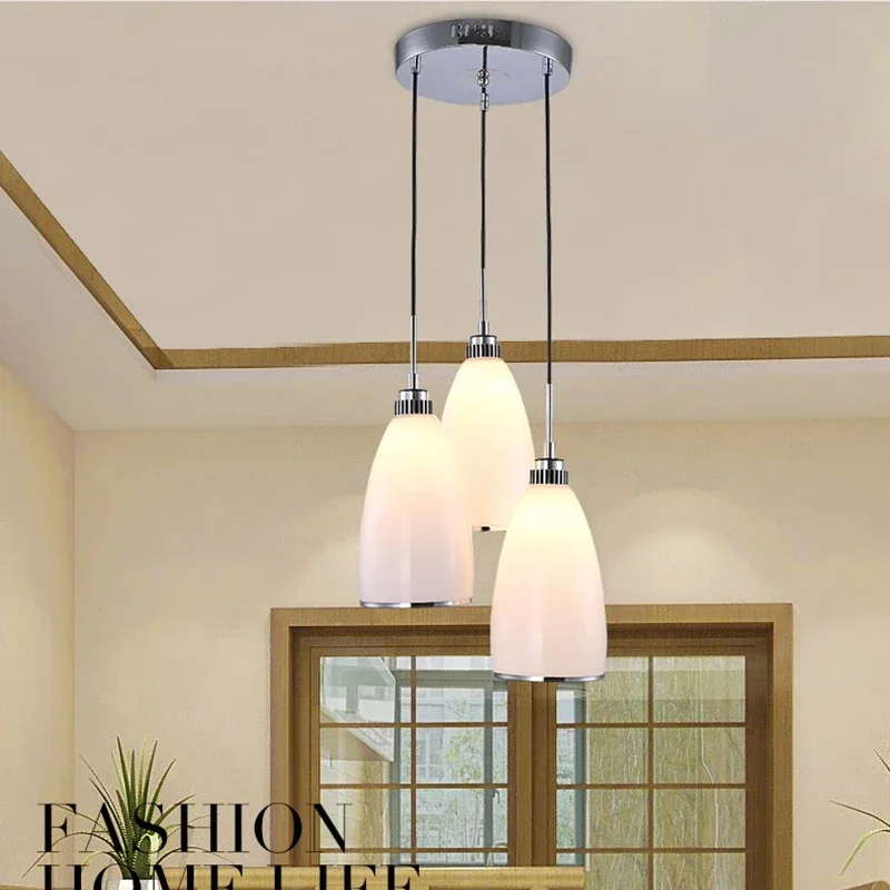 Modern LED Chandeliers for Dining Room Pendant Lamp with 3 Bulbs AC100 to 240V White Glass Lampshape LED KINGDOM LIGHTING