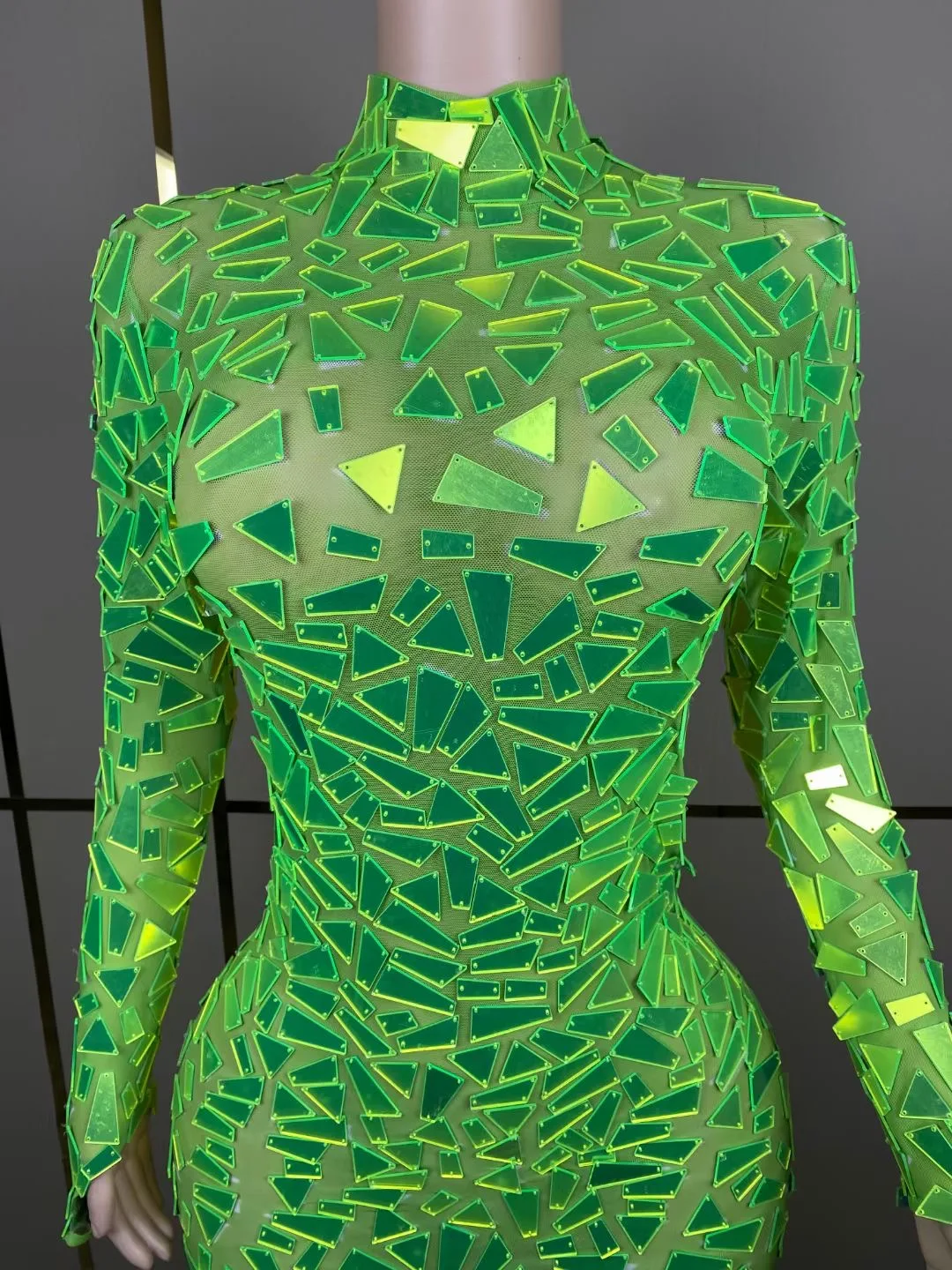 2025 카니발 여성 거울 의상 긴 소매 슬리밍 드레스 축제 축하 정장 파티 쇼 스커트 여성 의상