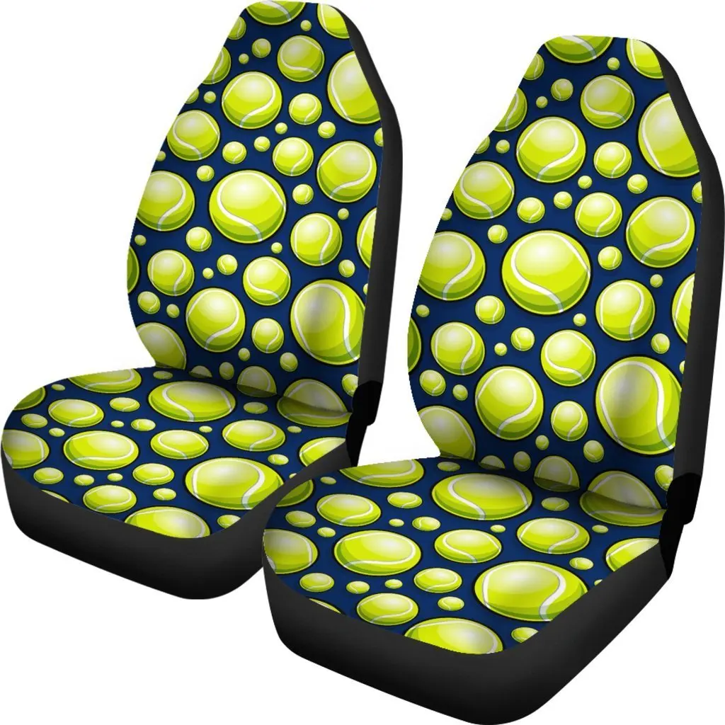 Tennis Ball Pattern Print Seat Cover Car Seat Covers Set 2 Pc, Car Accessories Car Mats