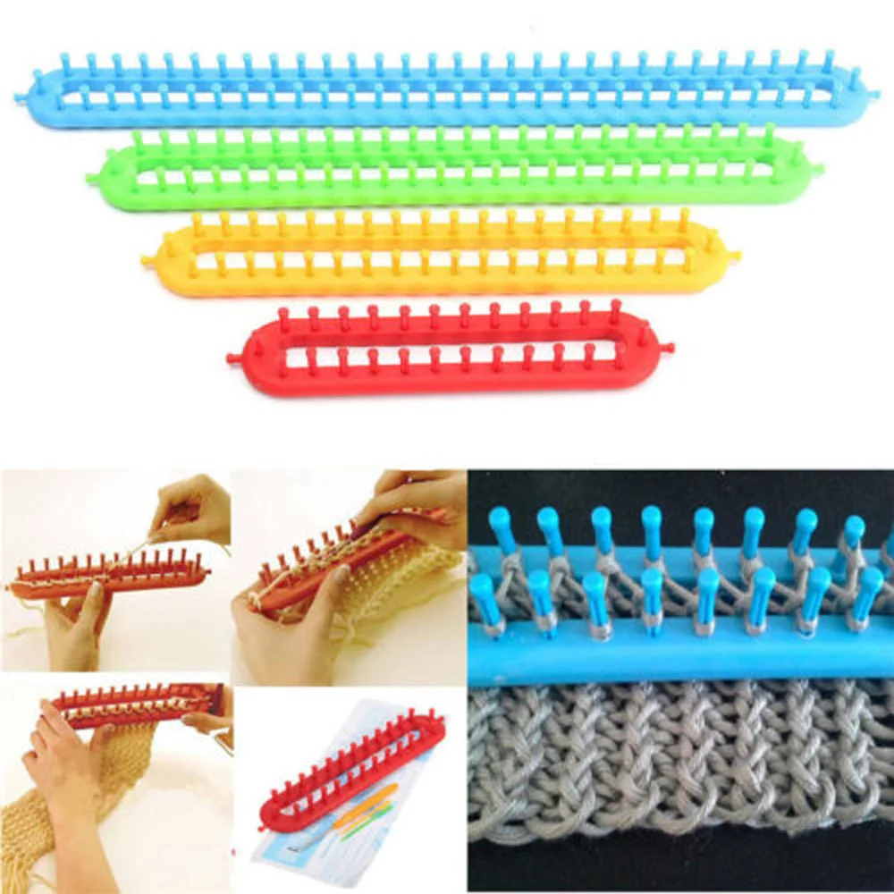 1 Set 4 Size Portable Scarf Weaving Loom Plastic DIY Craft Pompom Hat Sock Knitter Needle Weaving Tool Sewing Accessories