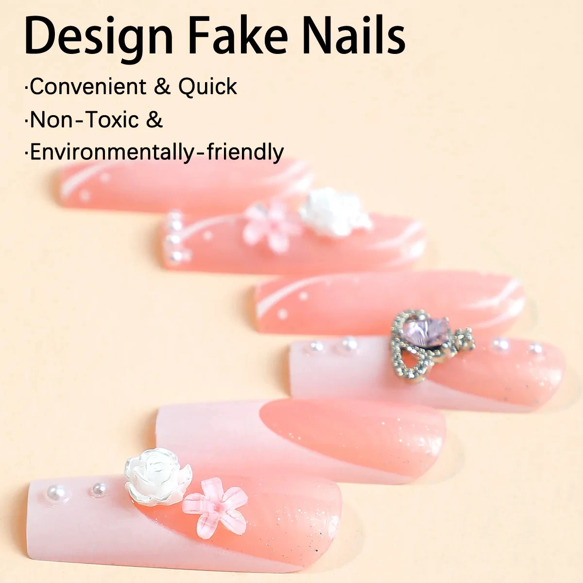 24PCS One Box Europe and the American Style Extended Wearing French Water Pipe Nail Drill Butterfly Pearl Nail Patch Nail DIY image 4