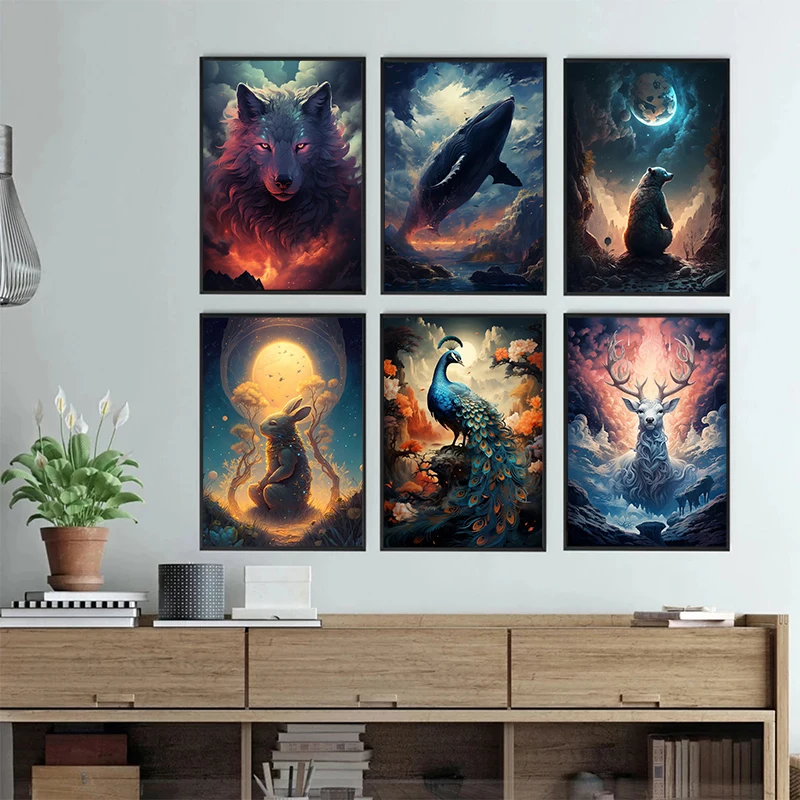 Skyward Fantasy Animals Posters Canvas Paintings And Print Poster HD Pciture Wall Art For Liivng Room Home Decor Frameless Gifts