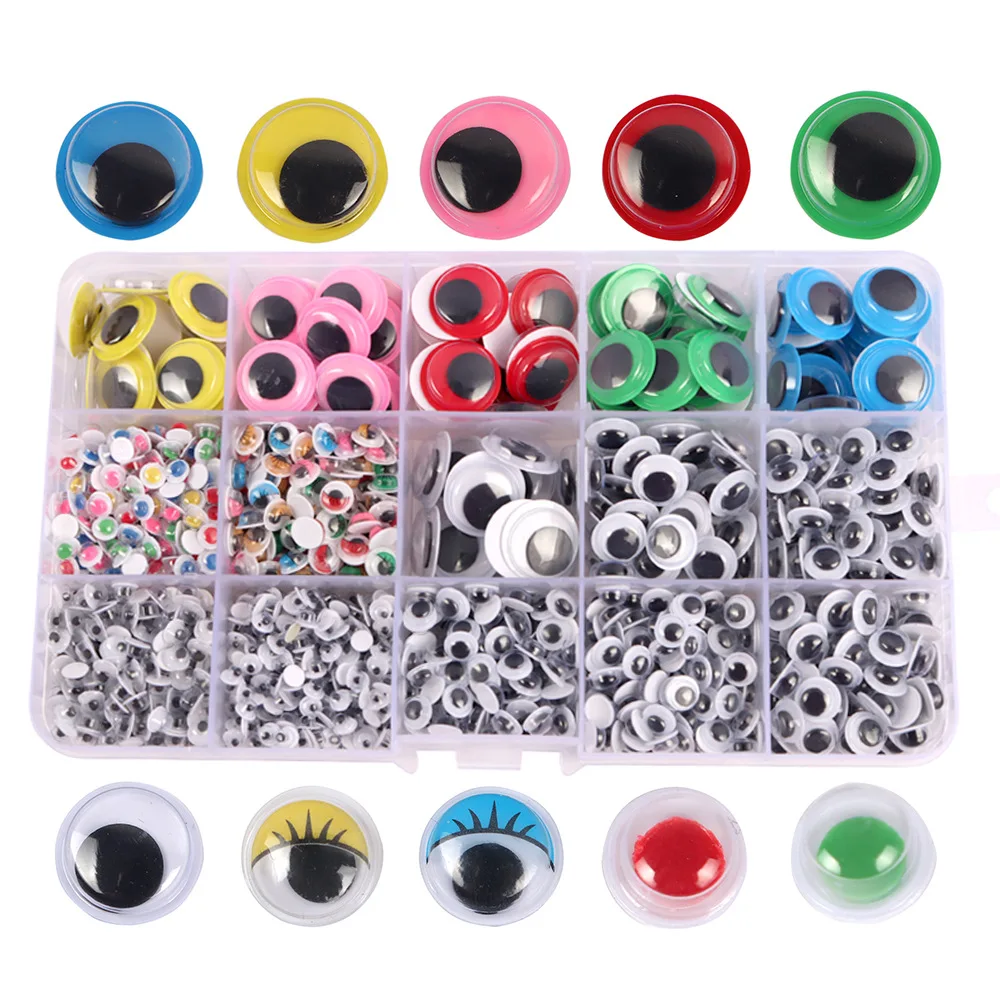 1500pcs Movable Self-Adhesive Eyes Wiggly Googly Animal Eyeball Kindergarten Children DIY Crafts