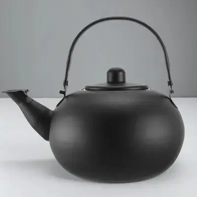 

Stainless Steel Tea Kettles Round Boiling Travel Black Teapot Strainer Whistling Heat Cold Resistance Portable Kitchen