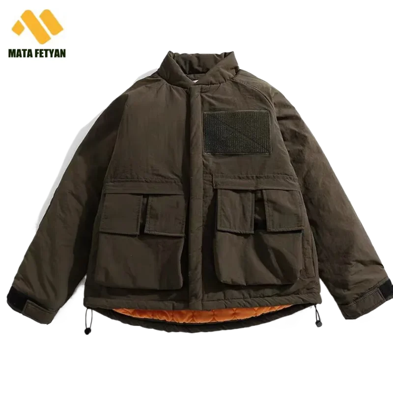 

Winter Japanese Military Style Retro Cargo Flight Jacket Men's Fashion Windproof Cotton-padded Baseball Coat