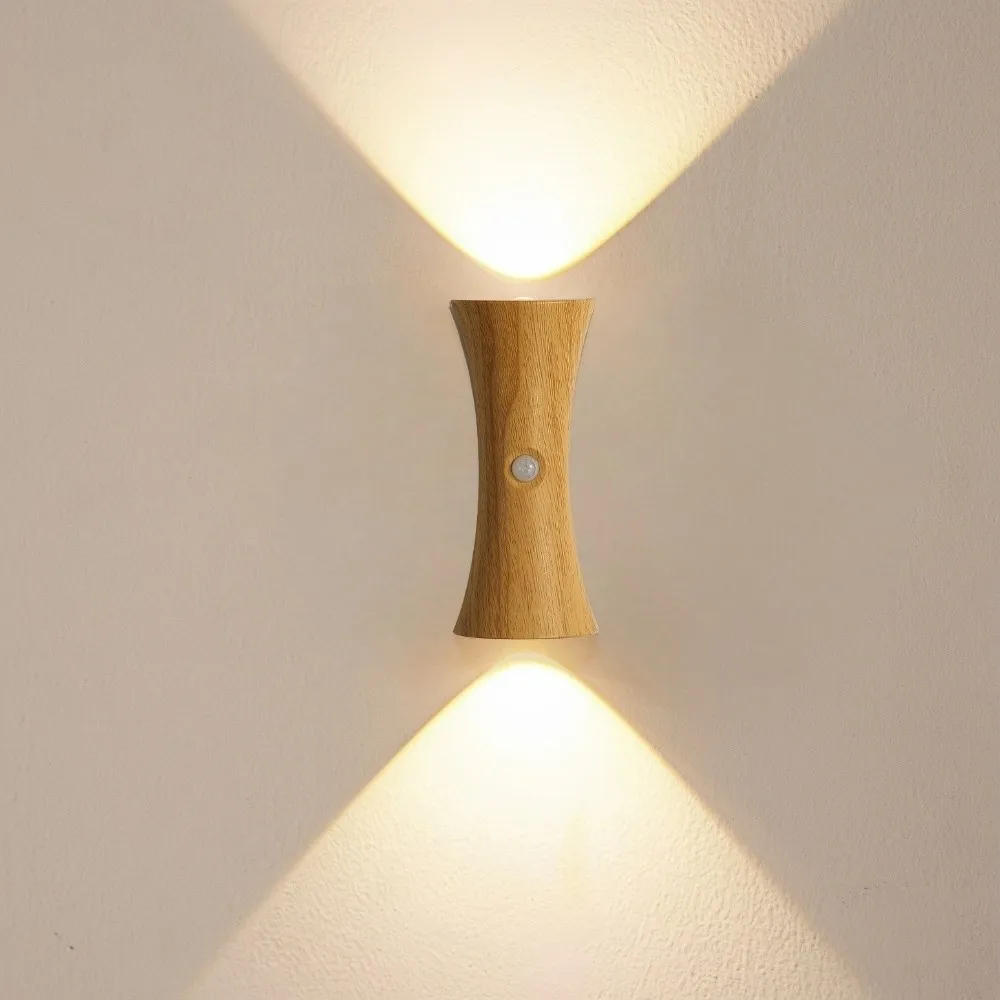 

Creative LED Hourglass Wall Lamp Wireless Up Down Light LED Rechargeable Lamp Dimmable Magnetic Base Motion Sensor Night Light