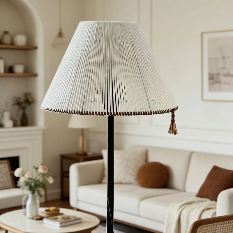 Cream wind living room floor lamp French, medieval sofa study American retro bedroom bedside atmosphere vertical desk lamp