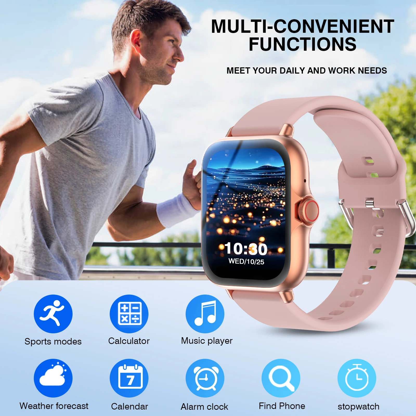 ساعة ذكية رياضية خارجية بشاشة  - مراجعة Smartwatch Iphone Watch For Men وسعره