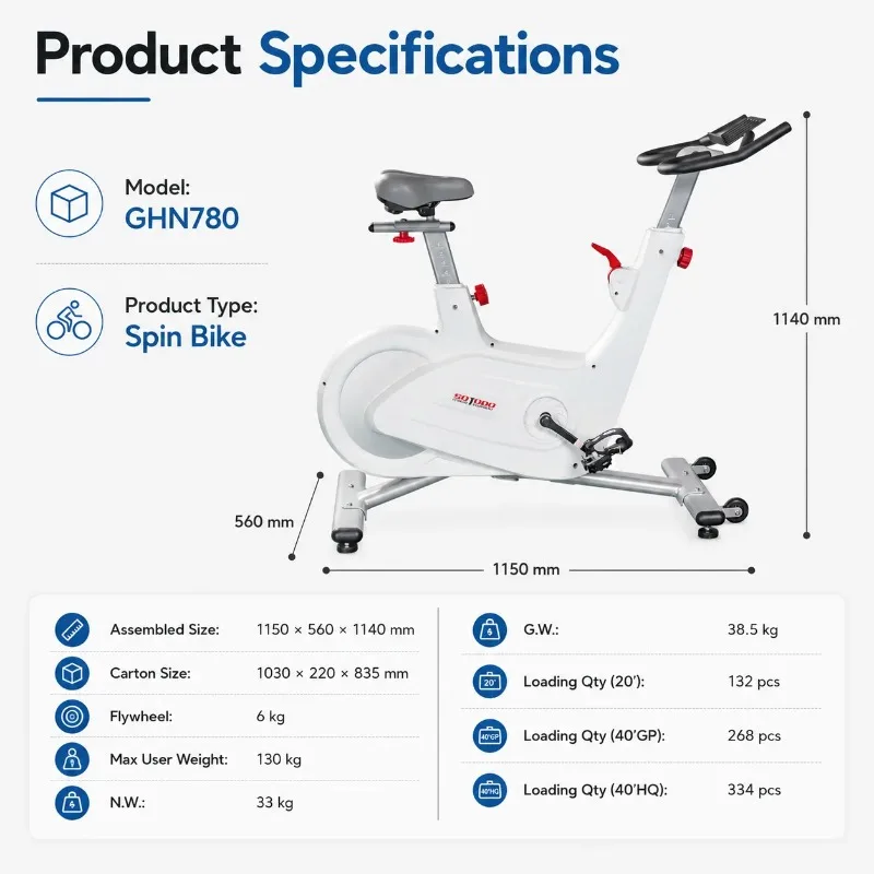 Export‑Ready 6‑Level Resistance Spinning Bike,Emergency Brake Design For Indoor Cycling Training