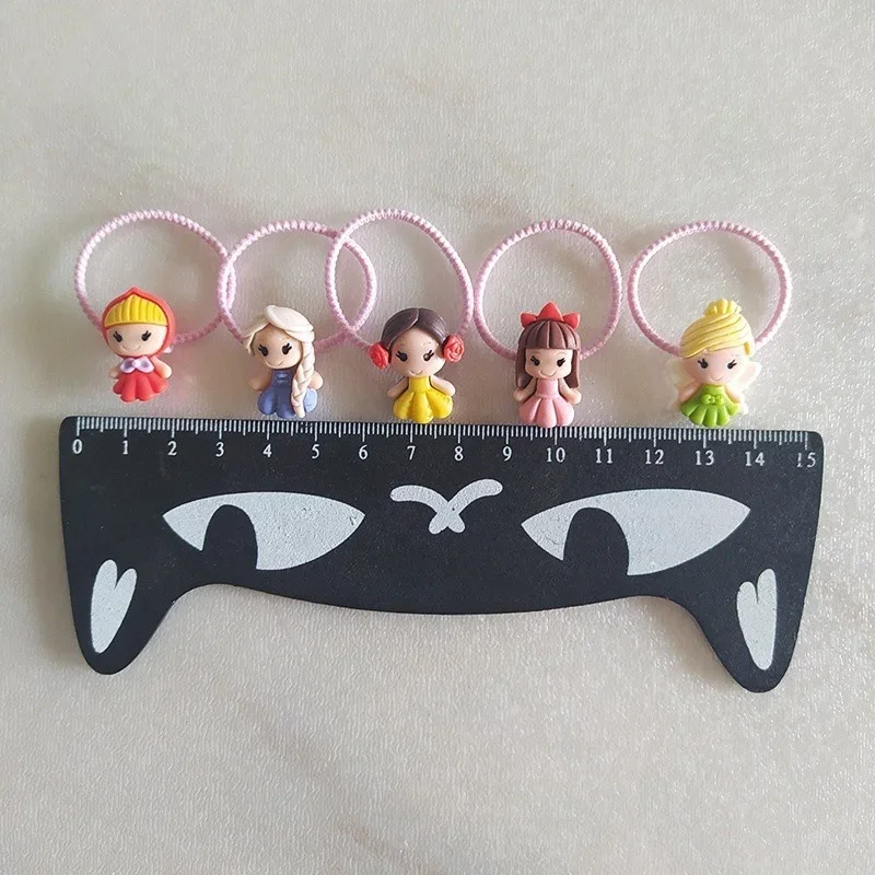 Cute Cartoon Elastic Hair Bands for Kids, Princess Headwear para crianças, Laços de cabelo, Cordas para meninas, Acessórios para bebês, 2pcs