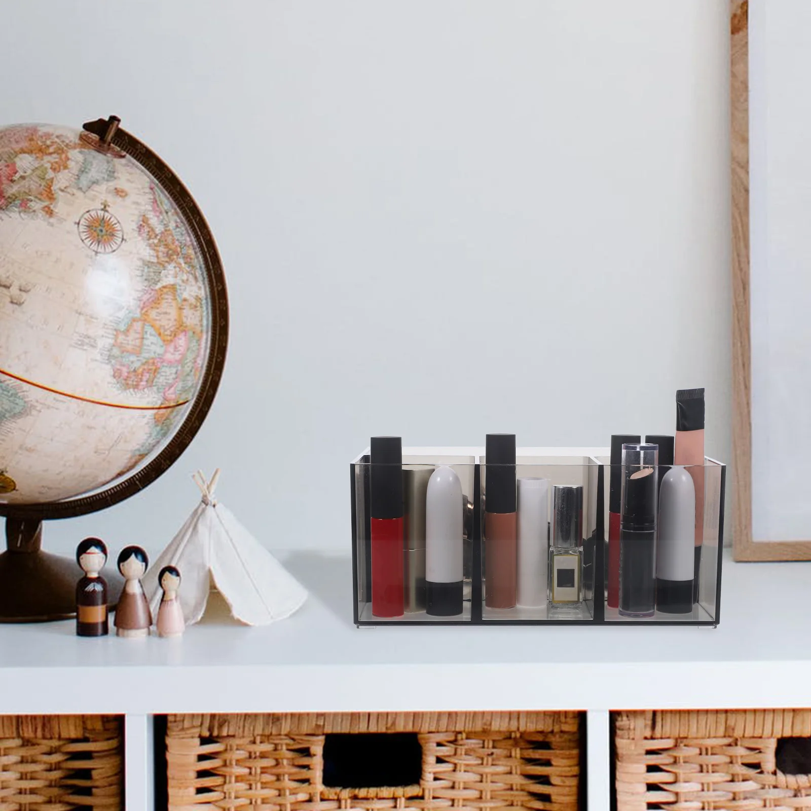 Eyebrow Makeup Brush Storage Container Dressing Table Pencil Holder Clear Organizer