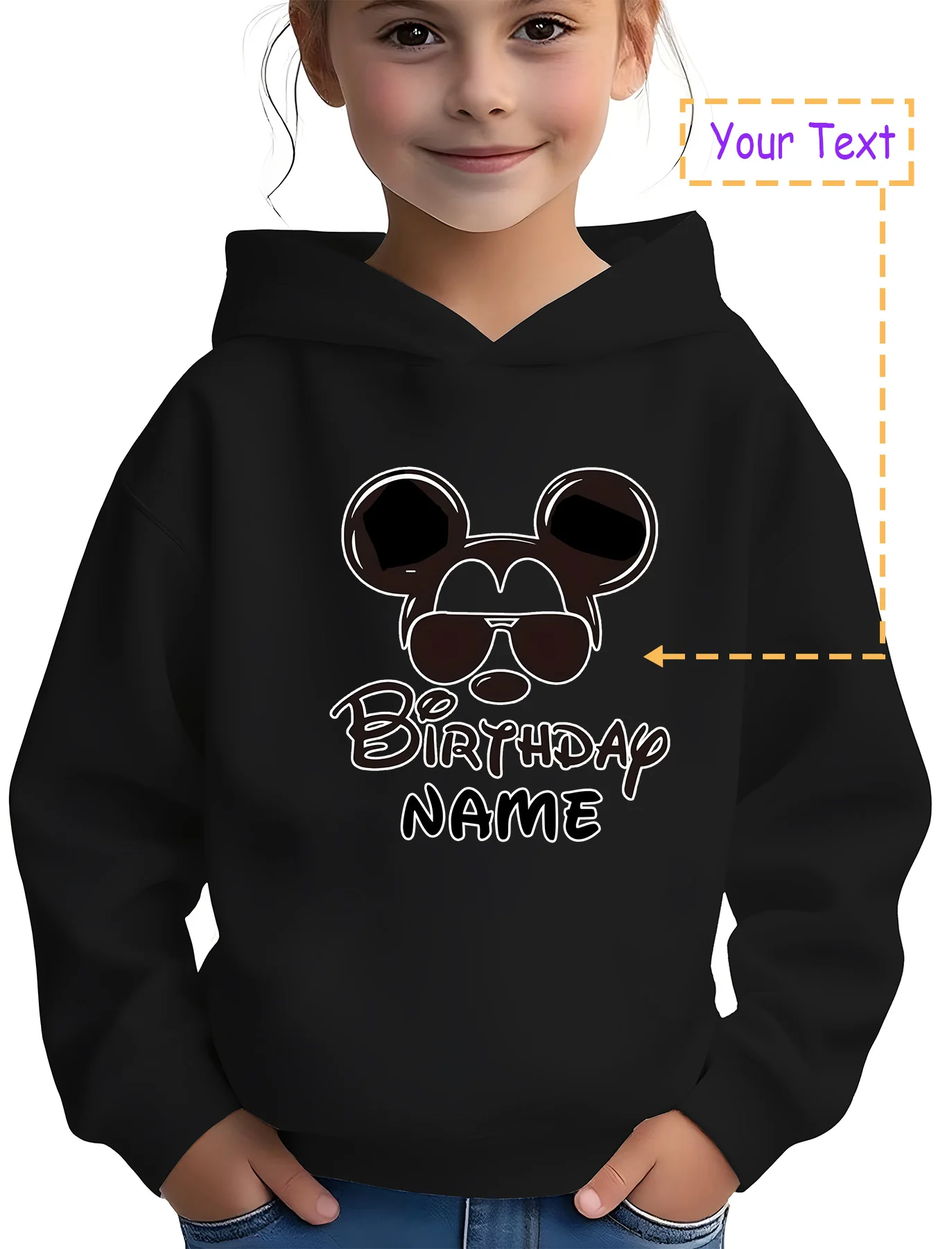 

MINISO Sunglasses Mickey Birthday Hoodie - Mickey Mouse celebrates his birthday in sunglasses. A trendy birthday outfit, perfect