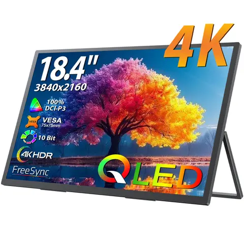 UPERFECT 18,4 pollici 4K QLED Portable Monitor Gaming 3840 * 2160 Computer Display FreeSync HDR Ultra-Slim Eye Care Travel Extend Screen Per PS5 / 4 Switch Laptop PC Mac Xbox Con VESA Regola Stand