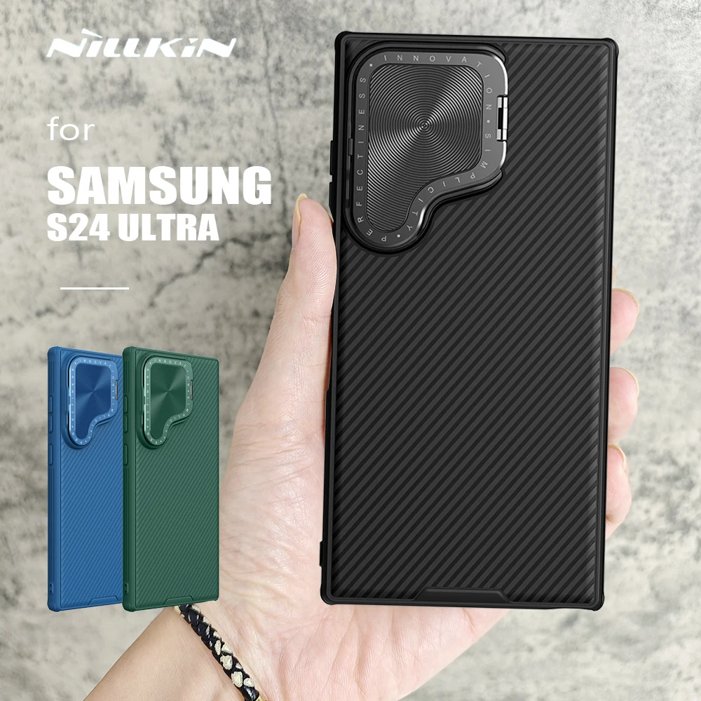 Nillkin for Samsung Galaxy S24 Ultra Case Camshield Back Cover Fingerprint Stand Camera Case for Samsung S24 Ultra Lens Case