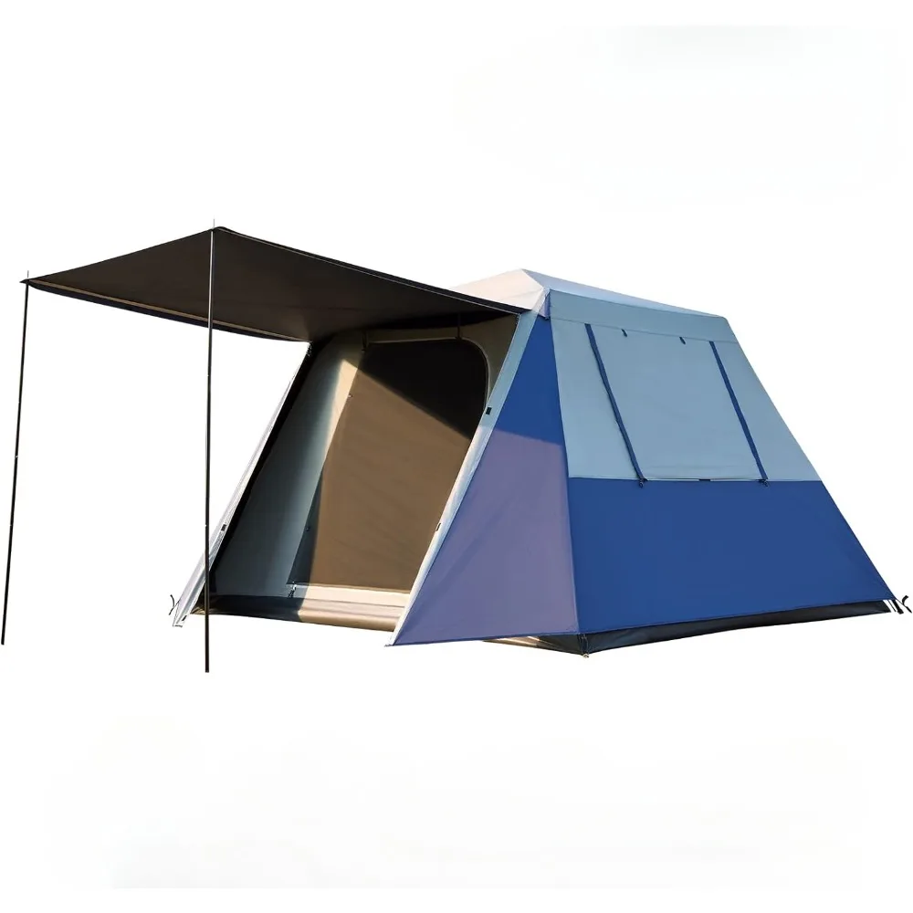 

Light shielded 6-person camping tent, suitable for families, with a front hall and large mesh windows, easy to set up