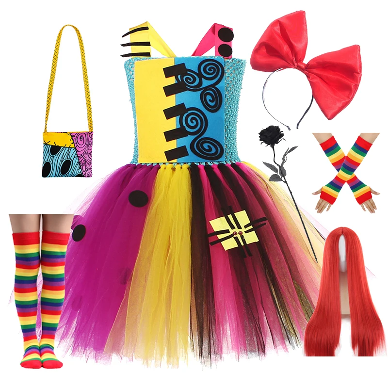 2-12T Halloween Christmas Eve Cosplay Dress Horror Fancy Princess Dress Girl Puffy Costume Party Camouflage Clothes Party Gifts