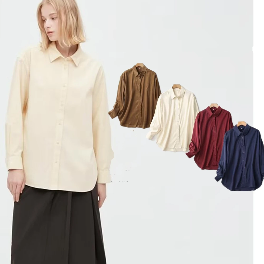 

Jenny&Dave Japanese Style Solid Simple Harajuku Corduroy Loose Shirt Autumn Blouse Women