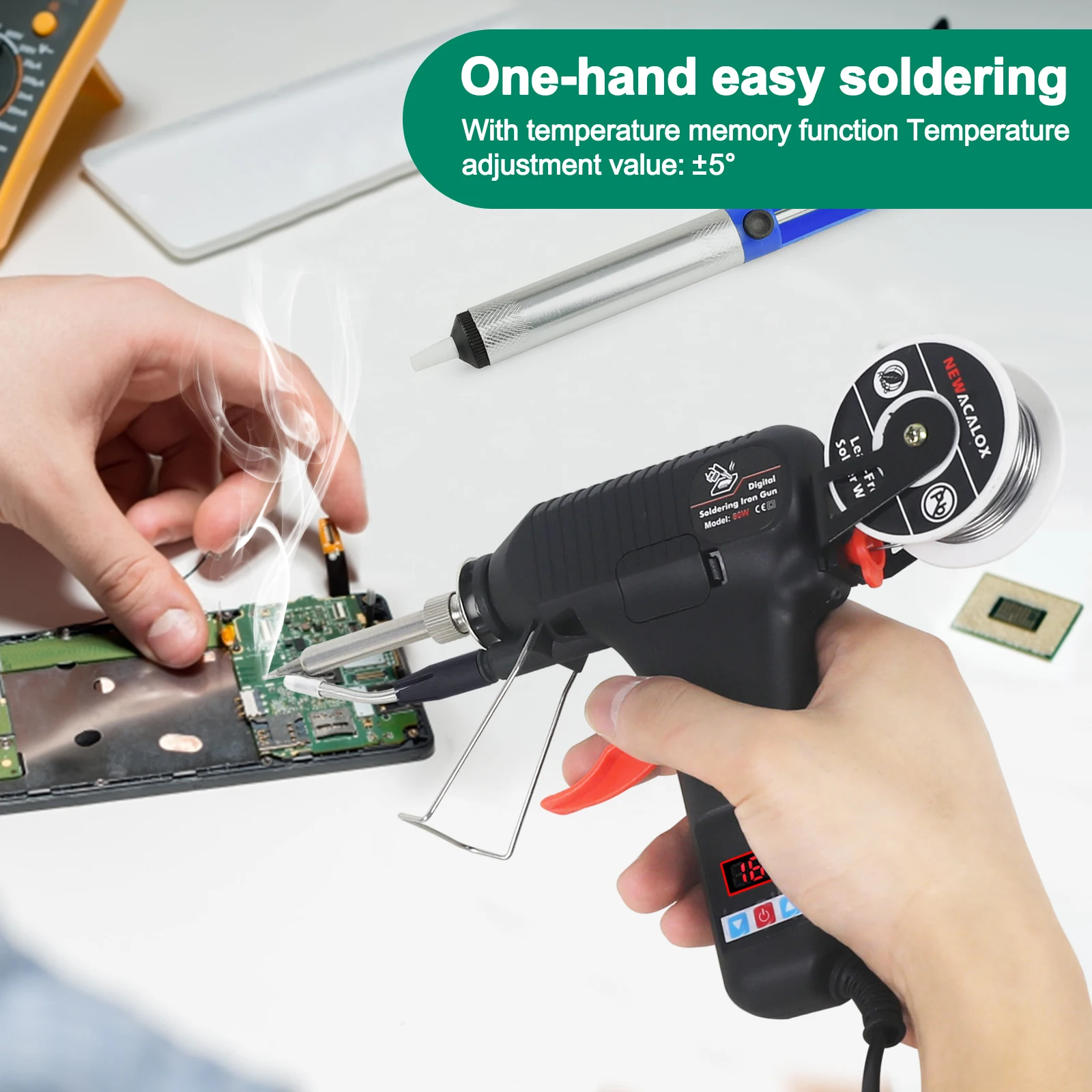 Toolour 80W Digital Soldering Gun Kit with Adjustable Temp 180-520°C Auto Send Tin Soldering Iron for Electronic Welding Repair