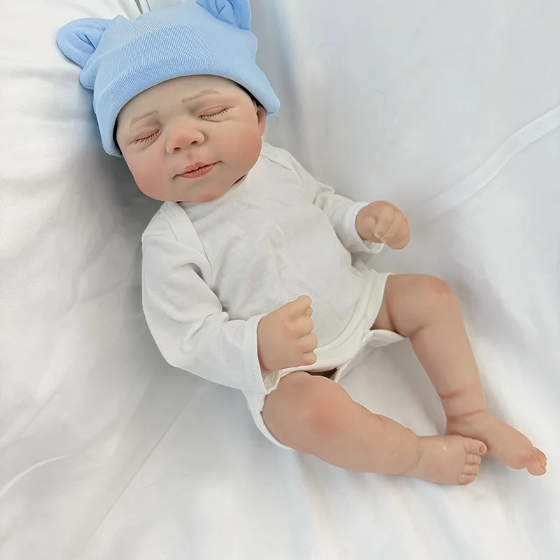 48cm Vinyl Body Girl Doll  Pascale with Painted Hair Cute Sleeping Baby