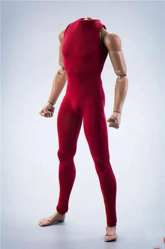 

DIY 1/6 Scale Red Jumpsuit Clothing tights Sleeveless For 12" Male Figure Doll