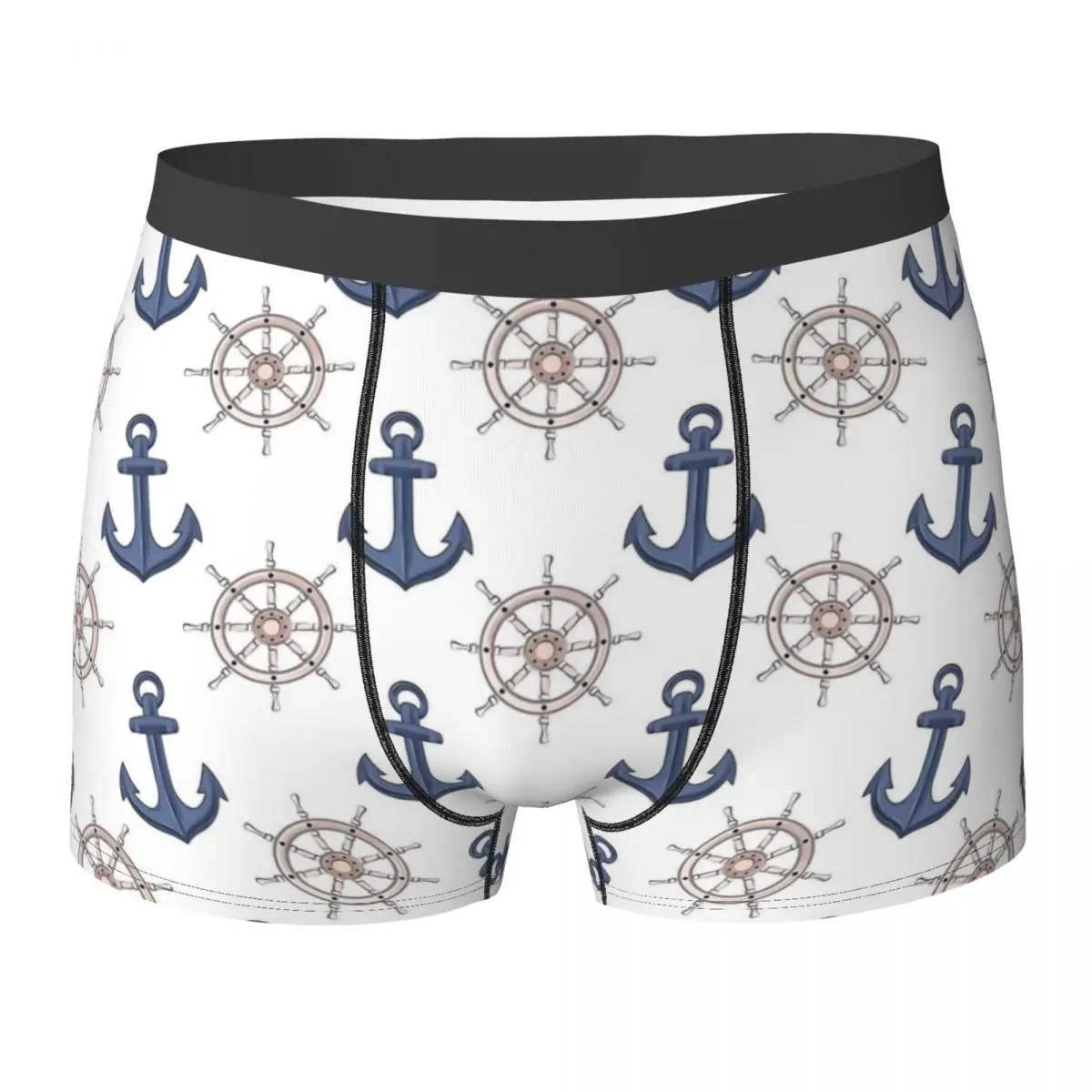 White Classic Nautical Summer Anchor Underwear Sublimation Boxer Shorts Hot Male Underpants Soft Boxer Brief Gift Idea