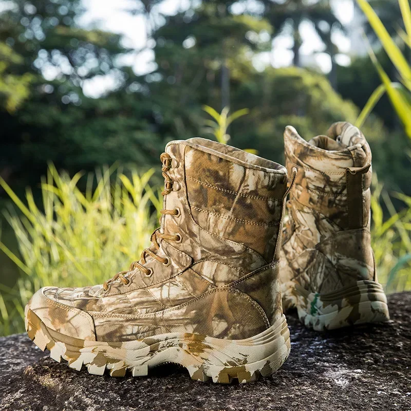 Outdoor Herren Taktische Stiefel Größe 39-47 Hochwertige Mode Camouflage Wanderstiefel Rutschfeste wasserdichte Sicherheitsstiefel für Männer