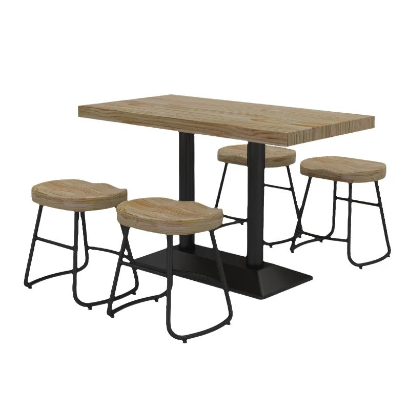 Picture 6: Simple and modern all-solid wood dining table, milk tea shop, cafe, small square table dining table, restaurant