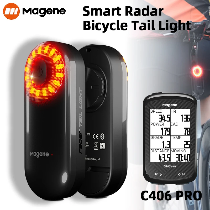 

Magene Radar Bike Light Smart Sensor Bicycle Rear Bicycle Light 7 Modes Cycling Taillight Fit for Garmin Wahoo Bike Computer