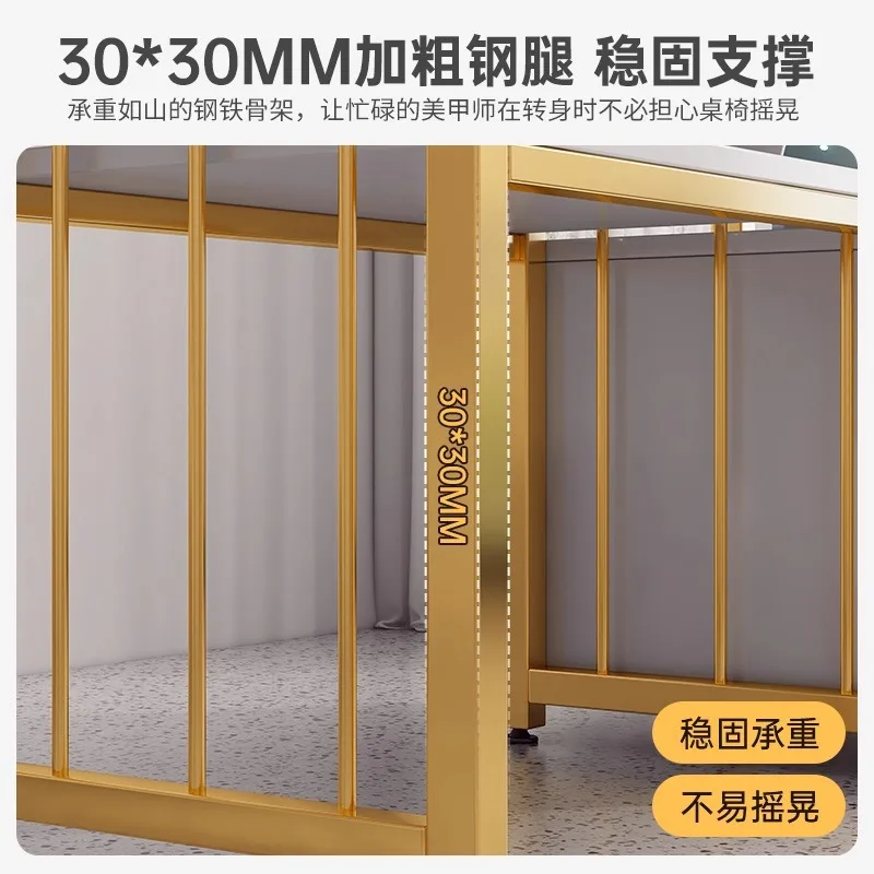 Table Light Luxury Cream Style Nail Art and Chair Set Single Double Simple