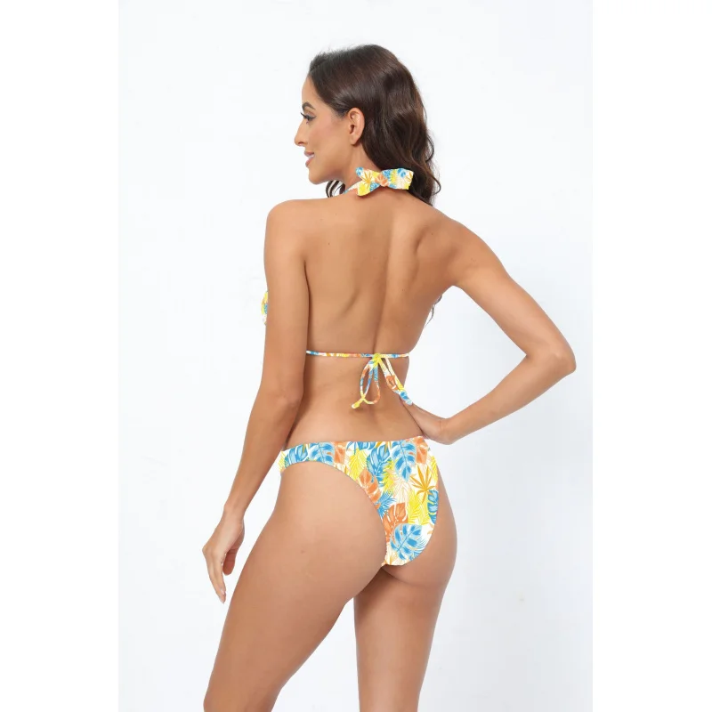 Maillot de bain deux pièces imprimé en maille pour nouvel an, ensemble trois pièces, Sexy, plage, avec jupe fendue,OM20