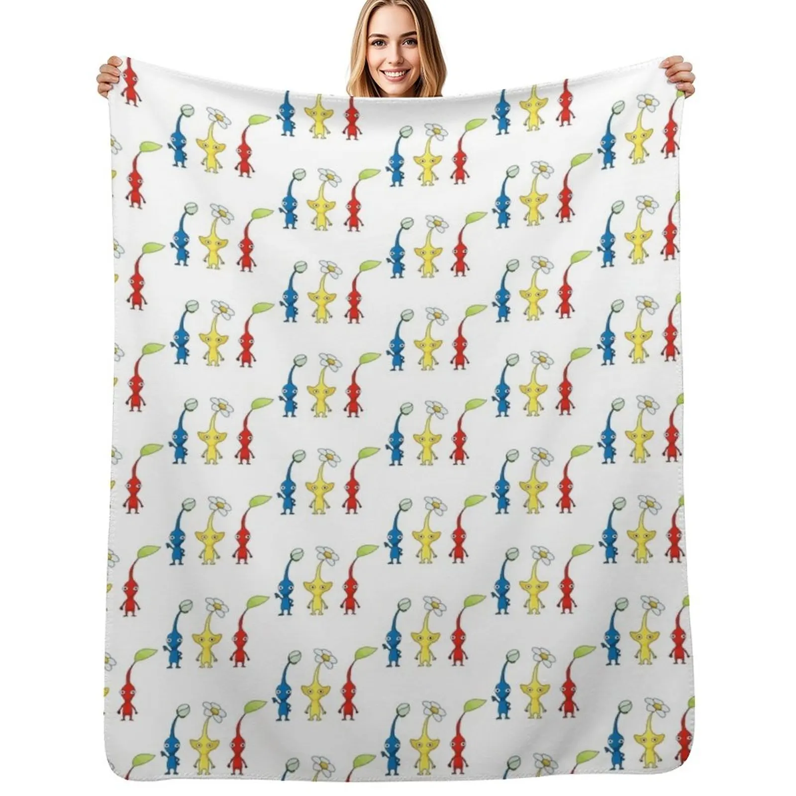 

Blue, Yellow and Red Pikmin Sticker Set Throw Blanket Kid'S Summer Plaid Nap Blankets