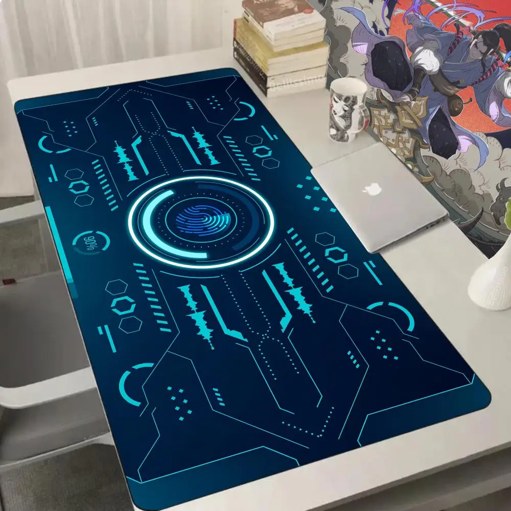 

Модный коврик для мыши с принтами хакерских отпечатков пальцев и аниме-персонажами, большой игровой коврик, утолщенный резиновый коврик для клавиатуры, аксессуары для геймеров