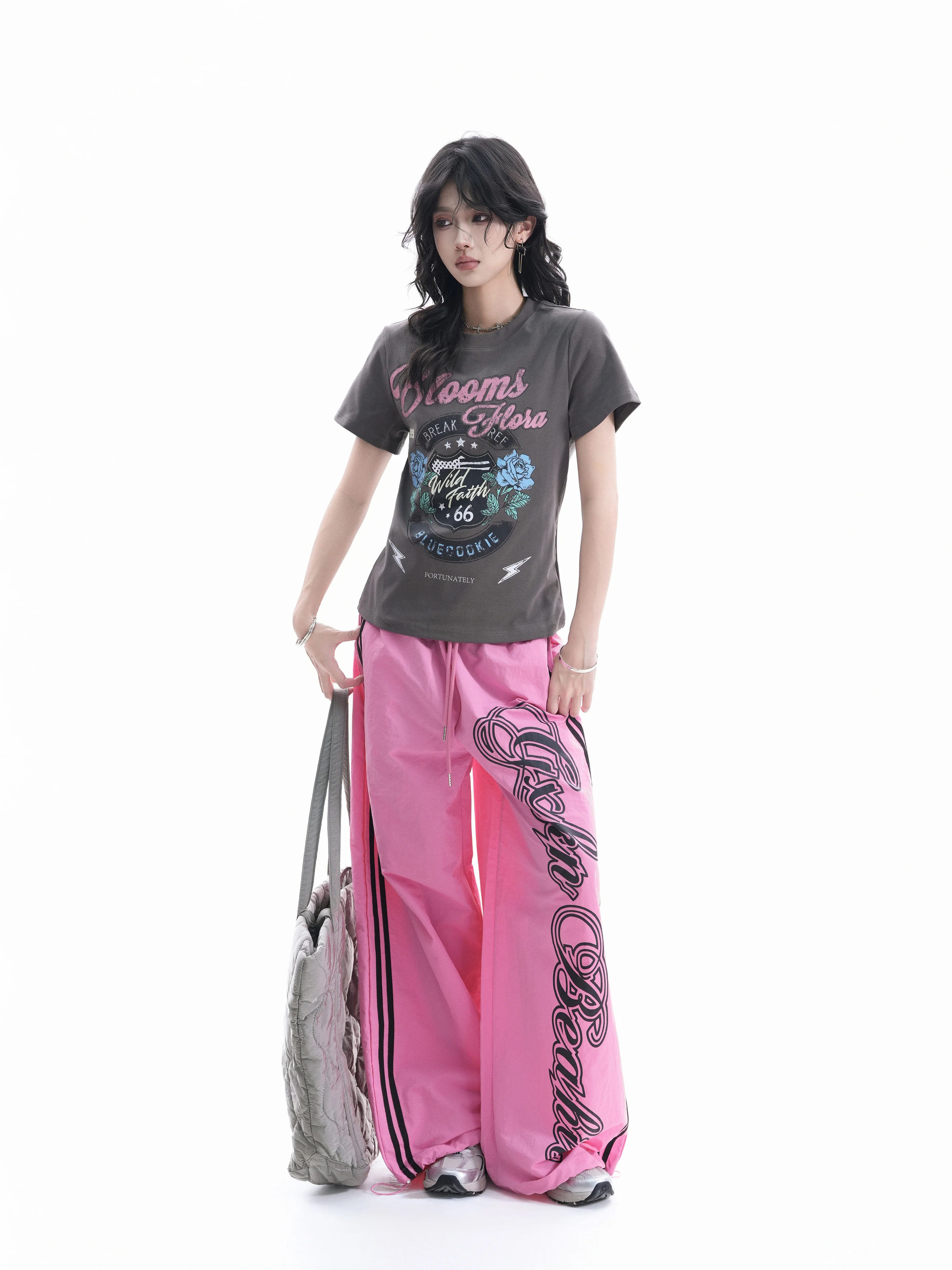 

Retro American Style Short Sleeve T-Shirt Women's Spicy Rose Letter Print Slimming Top Cotton Breathable Comfortable Summer F...