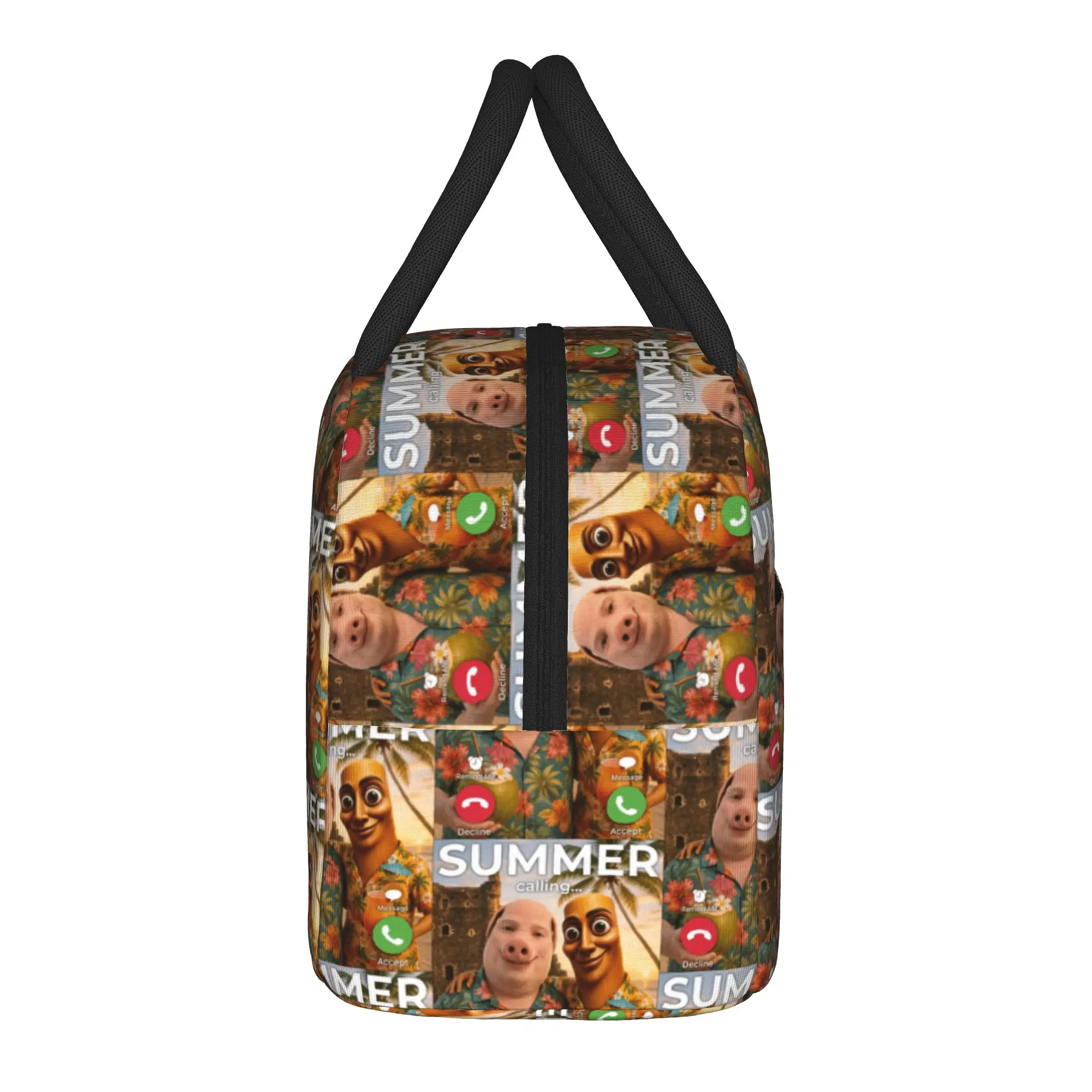 Tropical Beach Summer Meme Joke Tung Sahur John Pork Lunch Bag Lunch Box Picnic Thermal Lunch Bags For Girls Designer Cooler Bag