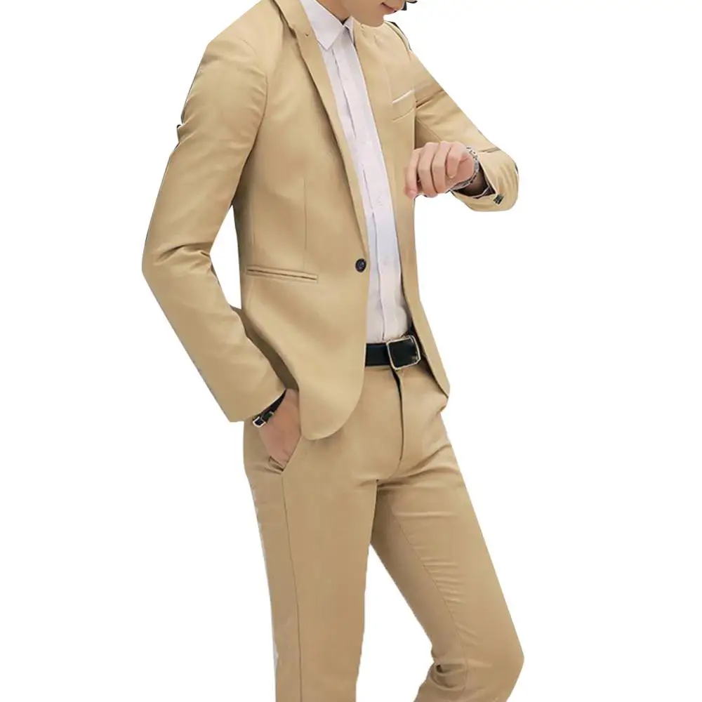 2020 2 Pieces Office Business Blazer+Pants Suit Sets Men Autumn summer Fashion Solid Slim Wedding Set Vintage Classic Blazer