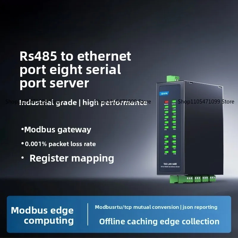 Industrial Grade 8 Serial Port Comm. Svcs. Multiplexer RS485 To Ethernet Port JSON Communication MQTT Data