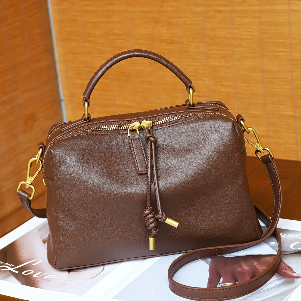 

2026 New Vintage Women Handbags European Cow Genuine Leather Designer Lady Shoulder Bags Female Girl Brand Luxury Crossbody Bag