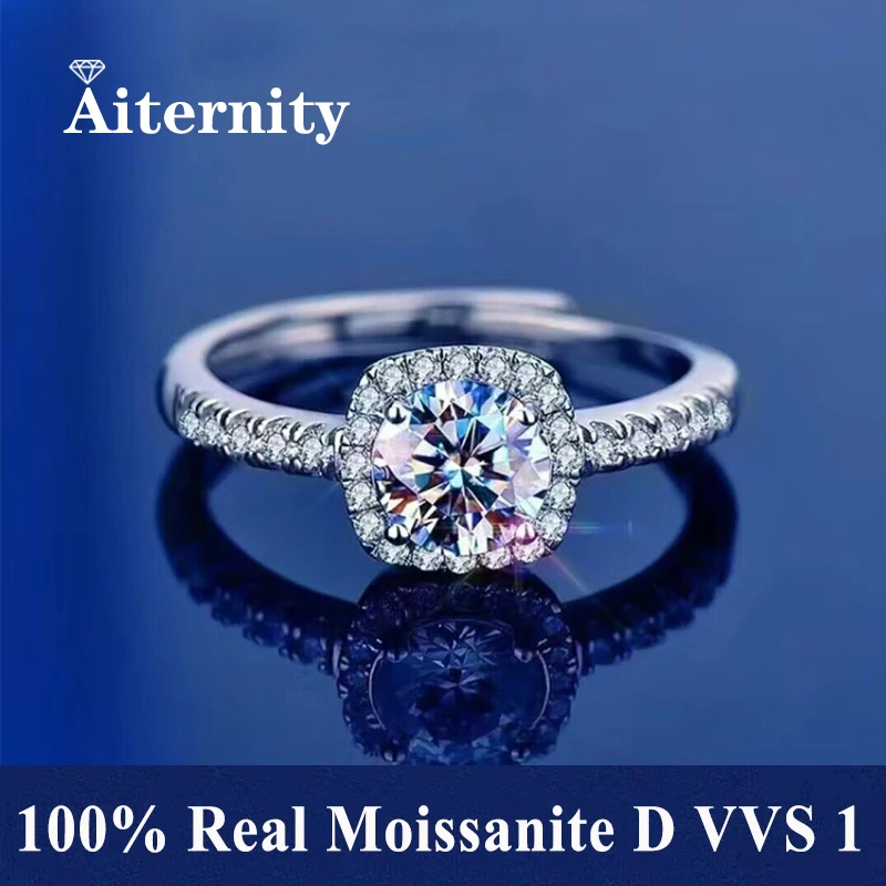 Luxuriöser Brillanter Schmuck D-Farbe Moissanit 925 Sterling Silber 1,0ct Eternity Verlobungs-Diamantring für Bräute