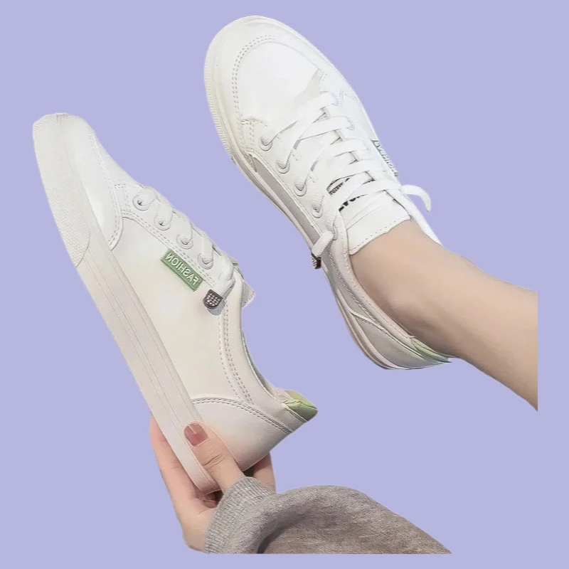 

Summer Fashion White PU Leather Lace-Up Breathable Jogging Casual Sneakers De Mujer Outdoor Walking Trainers Women Running Shoes