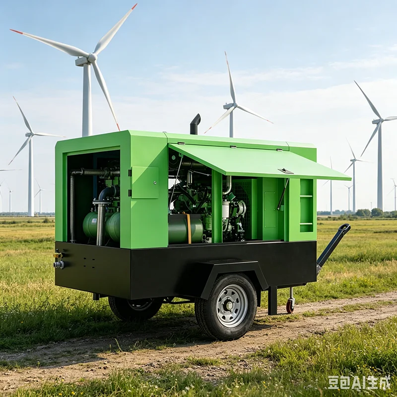 Pneumatic Matching Diesel Trailer Screw Compressor for General Construction Sandblast Rock Drill Equipment