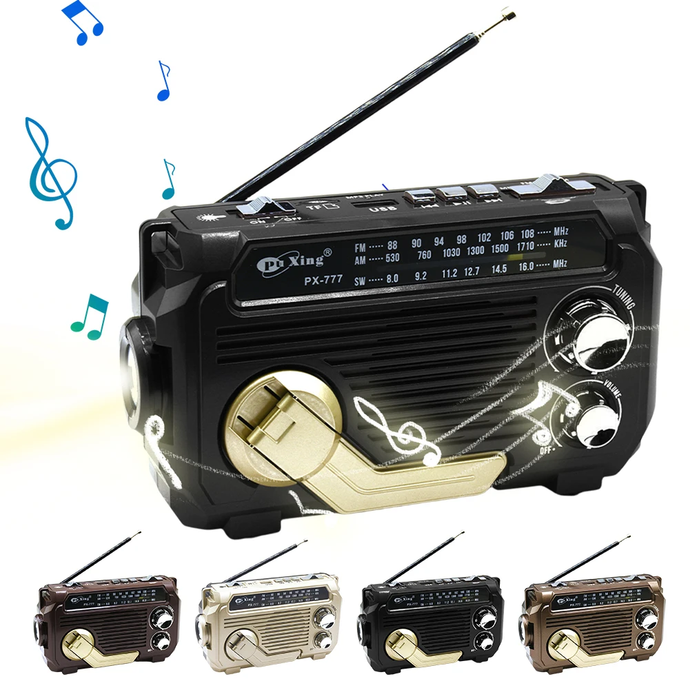 Radio Engkol Tangan Darurat Radio Tenaga Surya Portabel Radio Cuaca AM/FM/SW dengan Senter LED Speaker BT untuk Mendaki Luar Ruangan