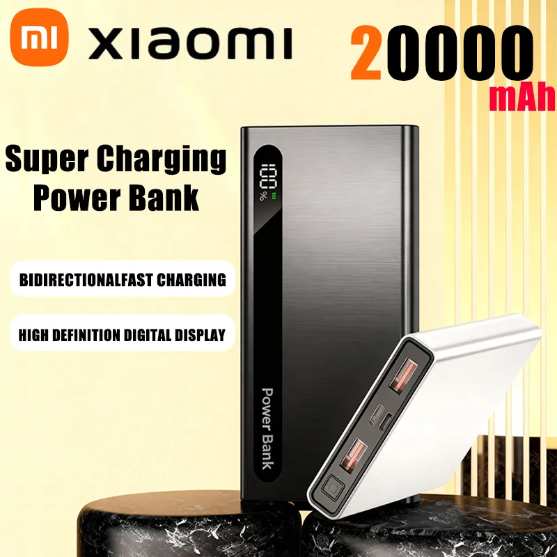 Xiaomi 20000mAh عالية السعة رقيقة جدا المحمولة سبائك التيتانيوم قوة البنك 22.5 واط شحن سريع للغاية الطاقة الخارجية آيفون