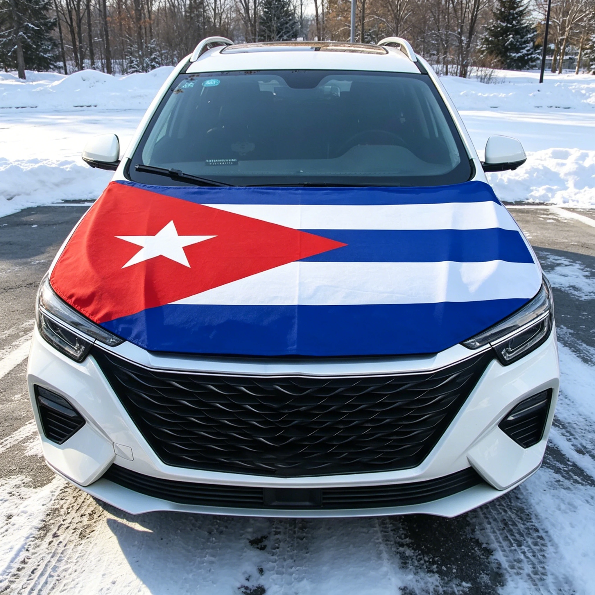 Cuba Flag Car Engine Hood Cover National Flag For Vehicle Decoration