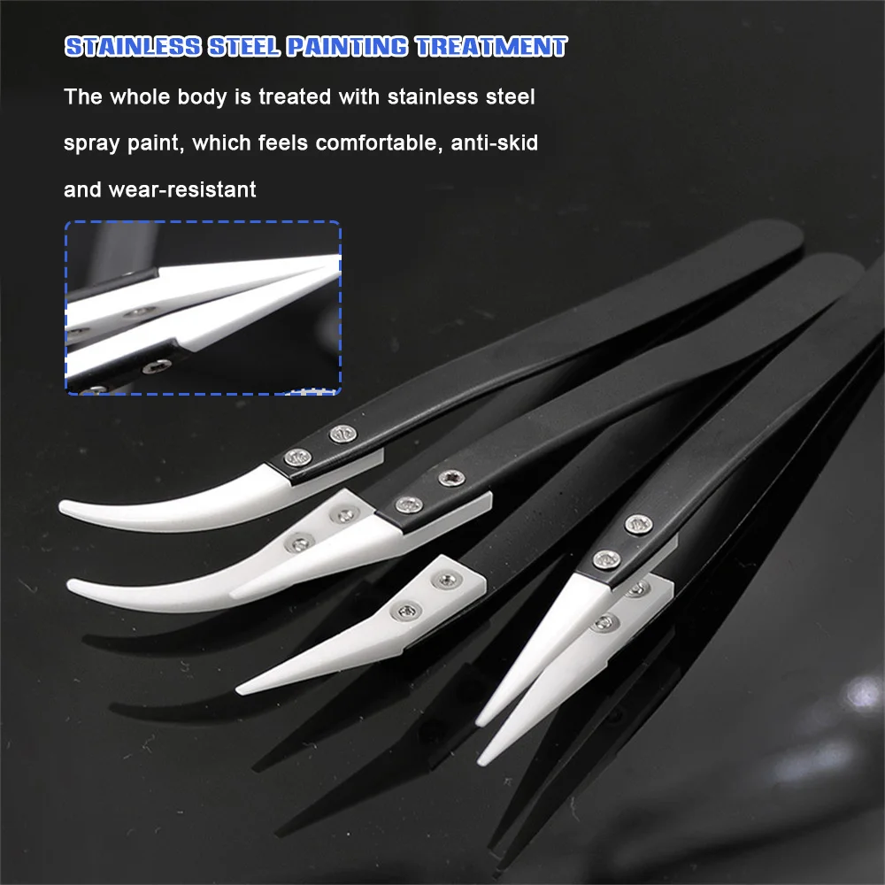 Temperature Resistant Clamping Forceps Acid Alkali Corrosion Resistant Tweezers Insulation Handle Ceramic 1pc xqmg