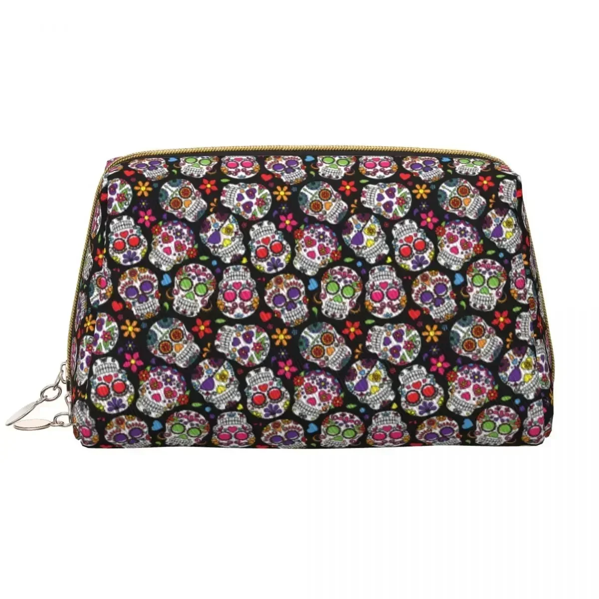 

Travel Day Of The Dead Skull Flower Toiletry Bag Fashion Makeup Cosmetic Organizer for Women Beauty Storage Dopp Kit Box