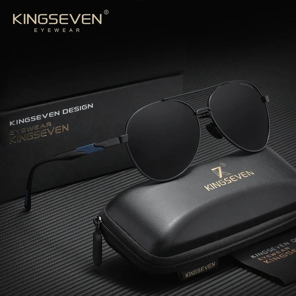 KINGSEVEN Vintage Unisex Pilot Style Sunglasses Polarized Aluminum Frame Leisure Glasses UV400 Classic Fishing Driving Eyewear