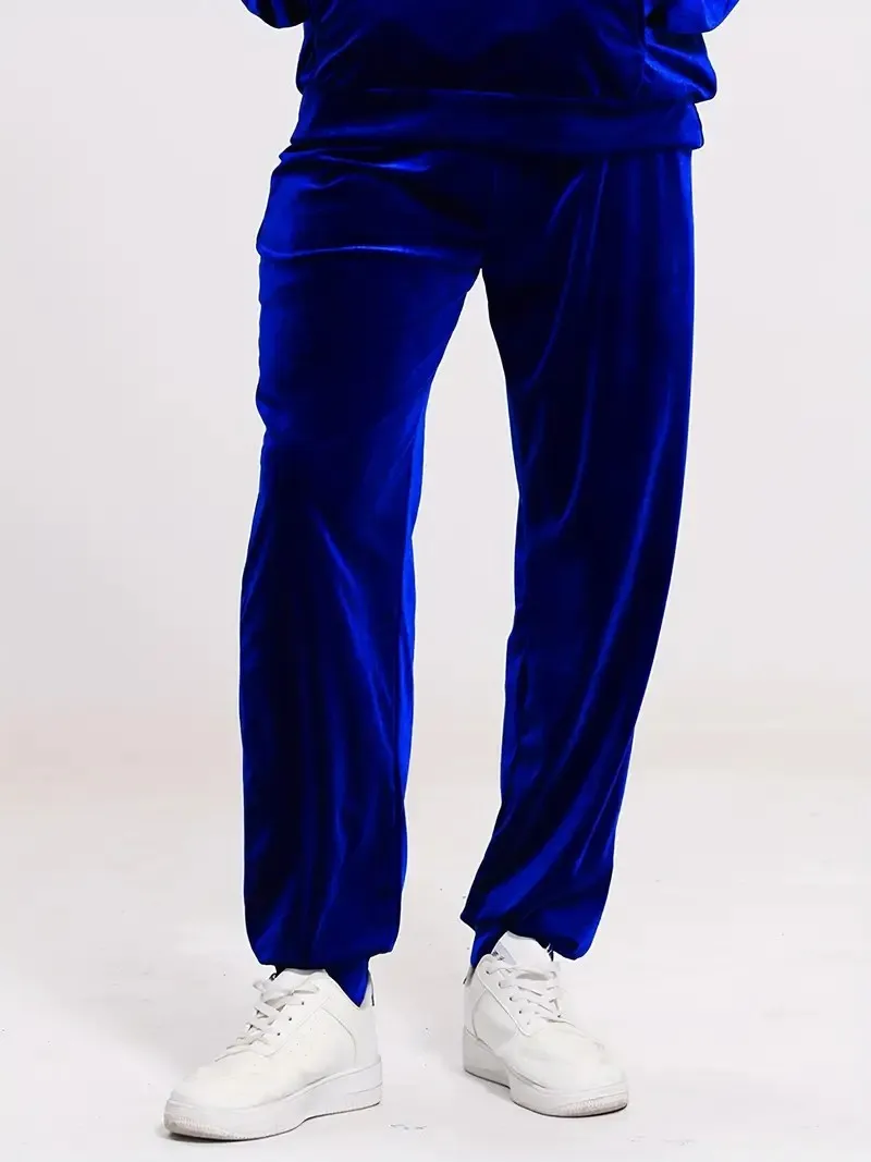 Herren-Trainingsanzug aus Samt in Goldoptik mit Reißverschluss-Hoodie, elastischen Bündchen und Jogginghose, Frühling/Herbst, europäisch-amerikanischer Casual-Stil, zweiteiliges Outfit – Detail 19