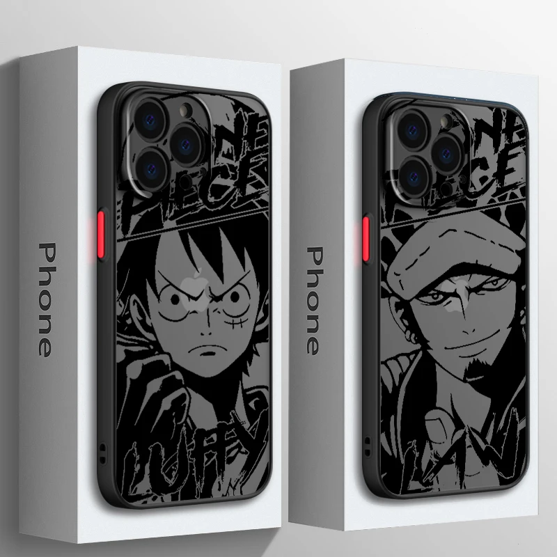 

O-One P-Pieces Anime Frosted Translucent For Apple iPhone 15 14 13 12 11 XS XR X 8 7 SE Pro Max Plus Mini Funda Phone Case